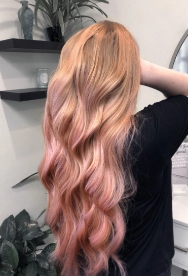 Long Flowing Waves with Rose Gold Balayage