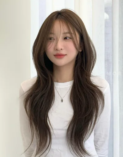 Long Layers with Curtain Bangs