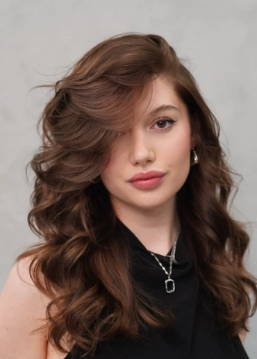 Lustrous Long Old Money Hair Brunette with Soft Waves and a Side Sweep