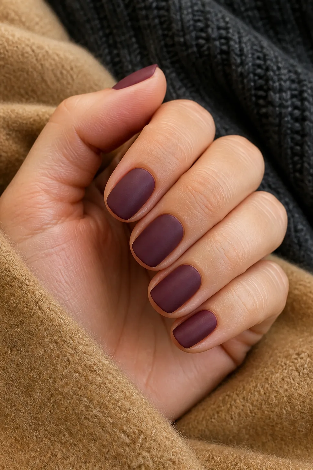 Matte Plum With a Wool Coat