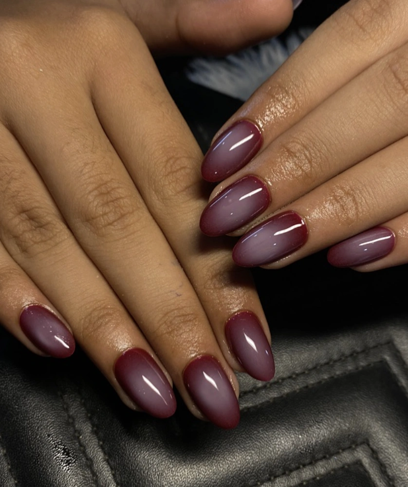 Mauve Ombre Almond Nails