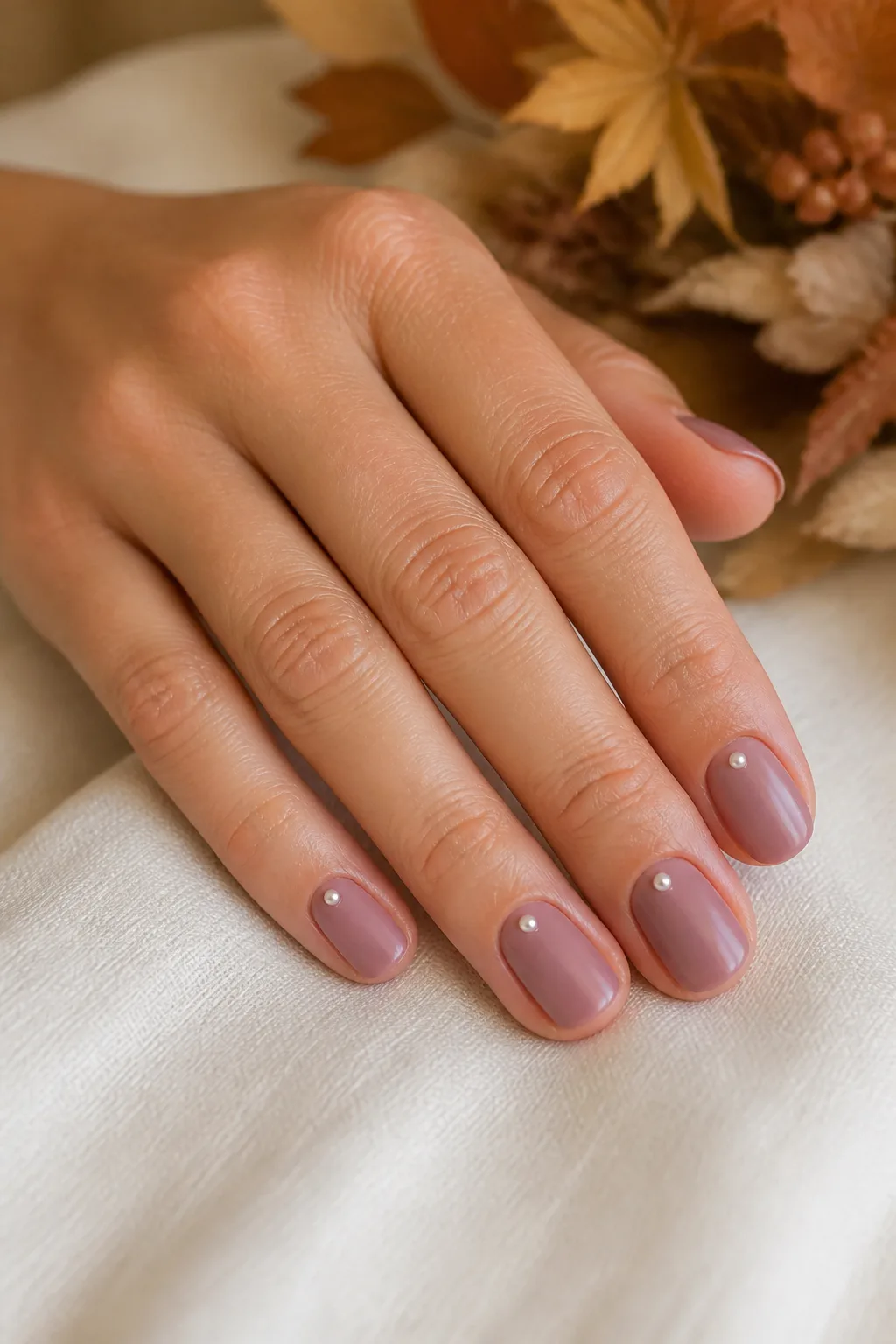 Mauve With Pearl Dots