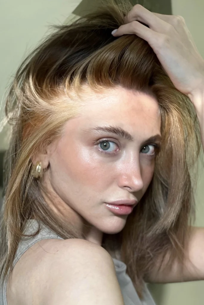 Messy Blonde Beach Waves with Dark Roots