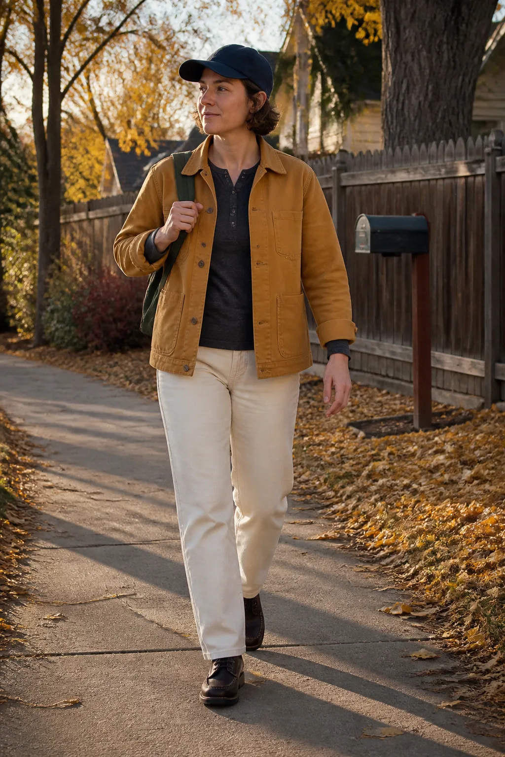 Mustard Chore Jacket with Ecru Jeans