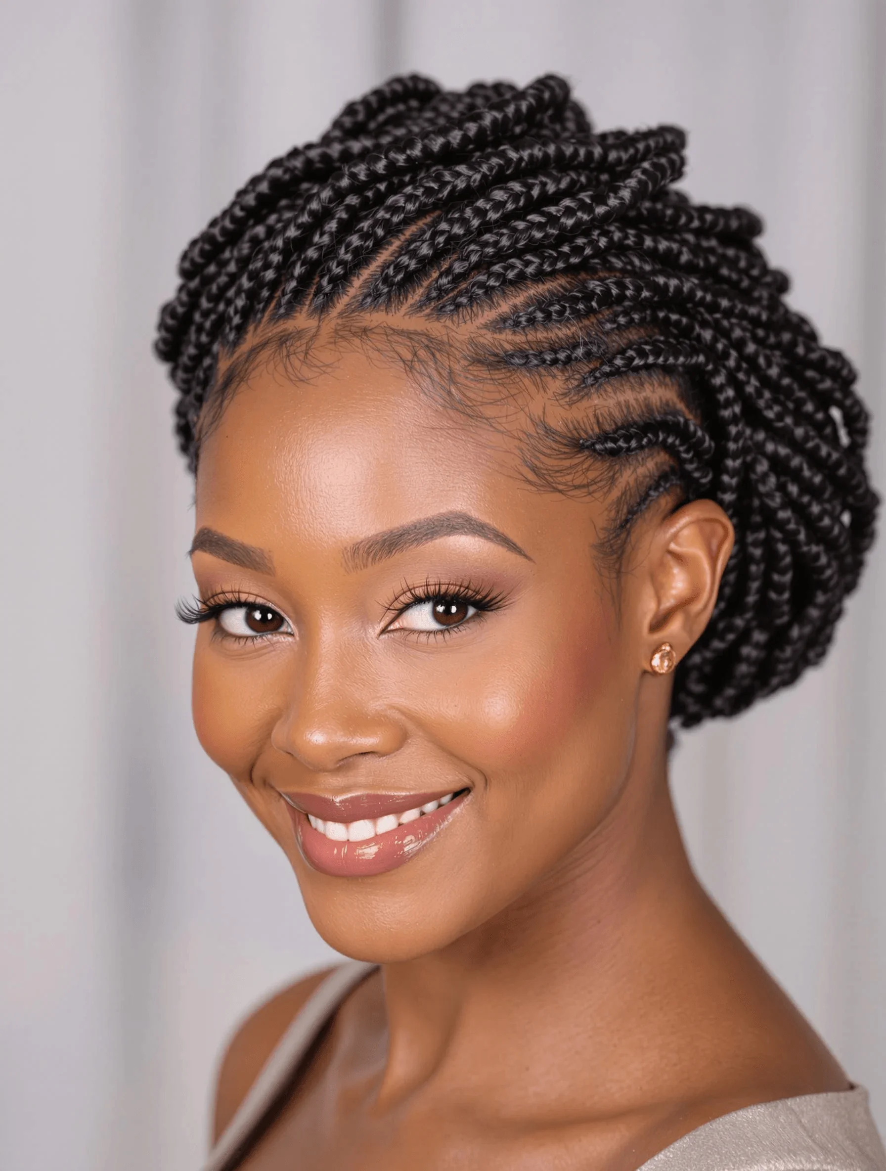 Neat Side Braids with a Low Bun