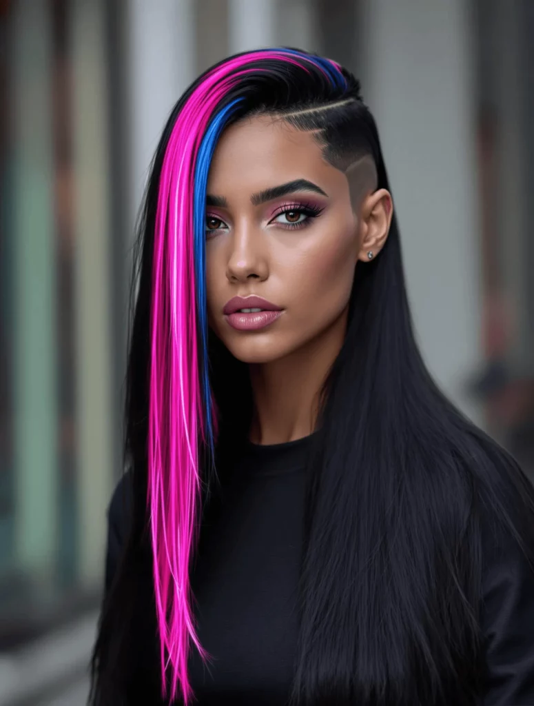 Neon Pink and Blue Streaks