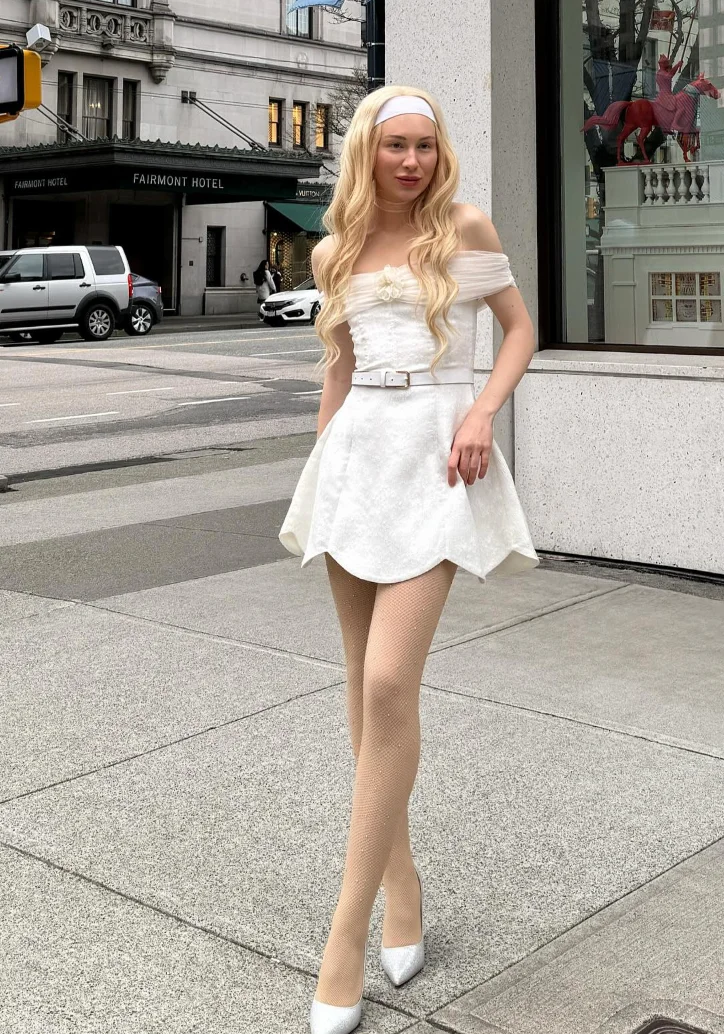 Off-Shoulder Belted Mini White Dress Floral Detail