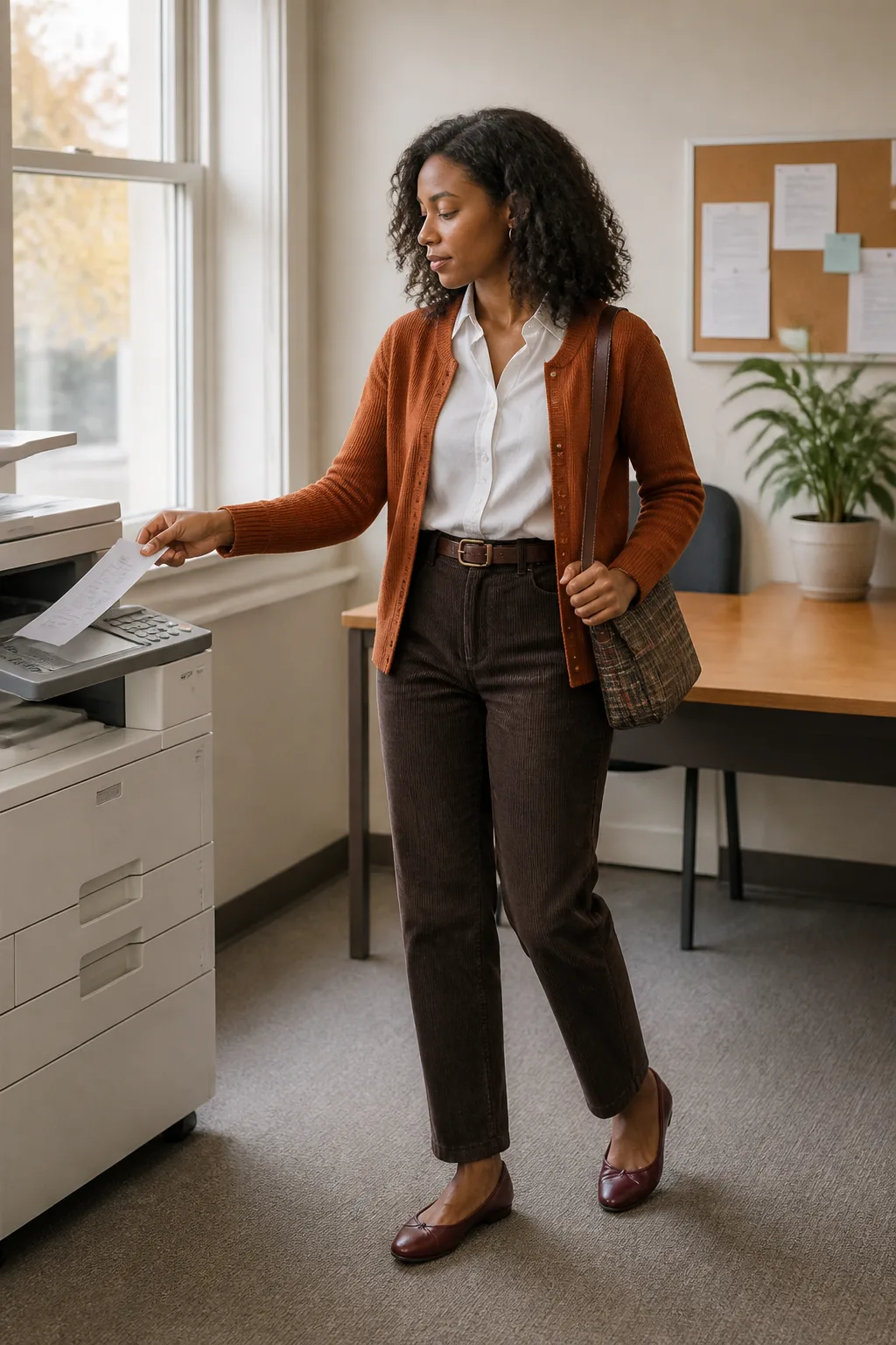 Oxford Shirt, Corduroy Pants, and Ballet Flats