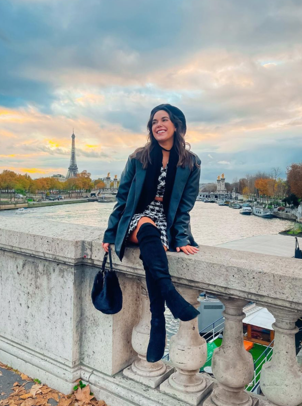 Parisian Chic: Coat + Dress + Over-the-Knee Boots
