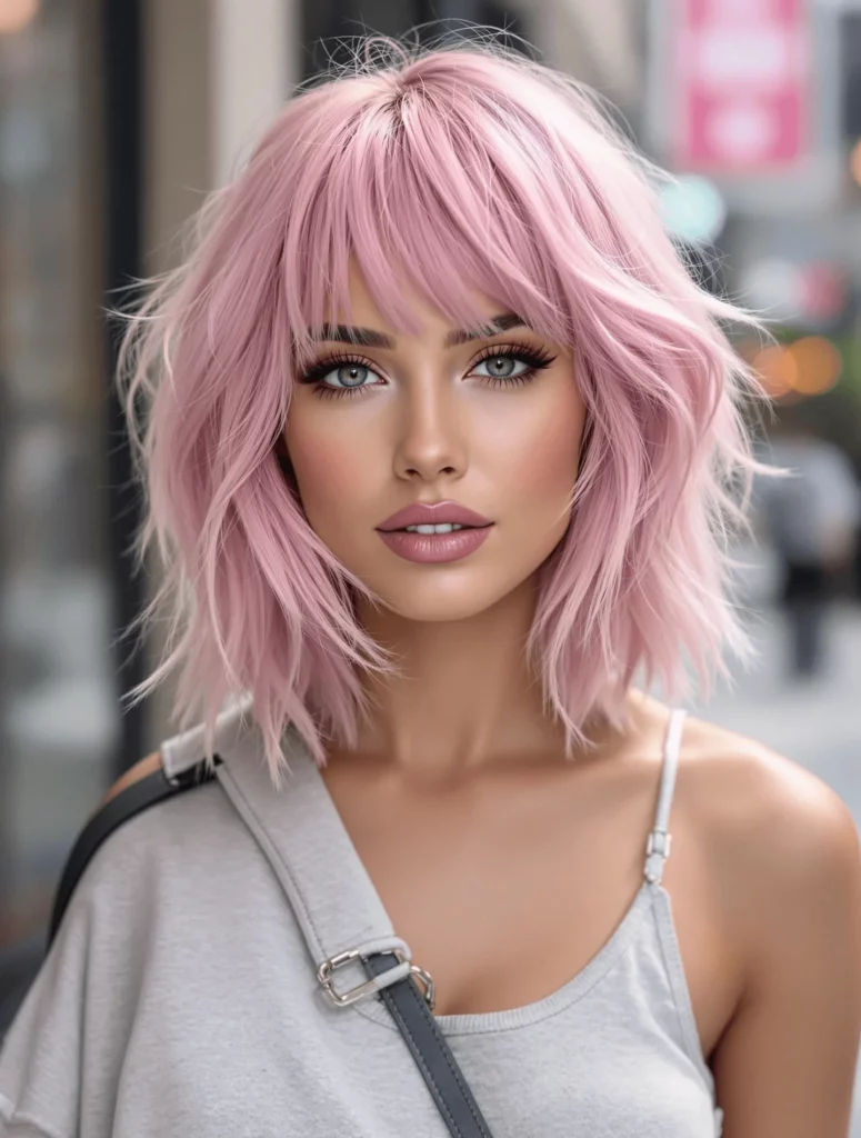 Pastel Pink Wolf Cut