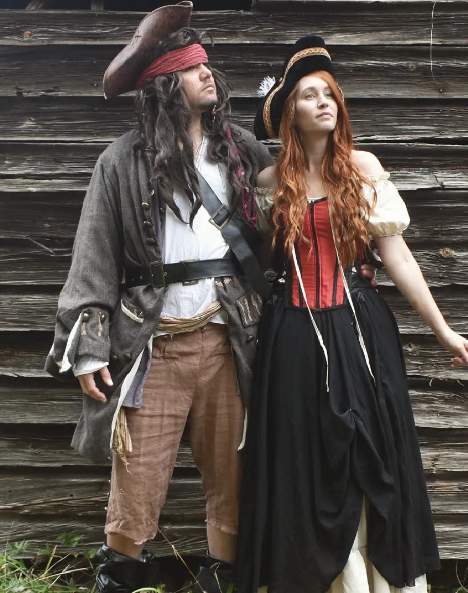 Pirate Captain Costume + Enchanting Maiden Dress + Classic Tricorn Hat