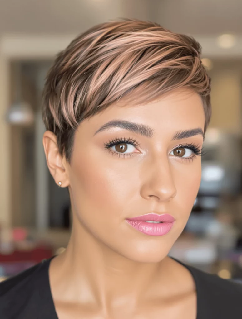Pixie Cut with Rose Gold Balayage