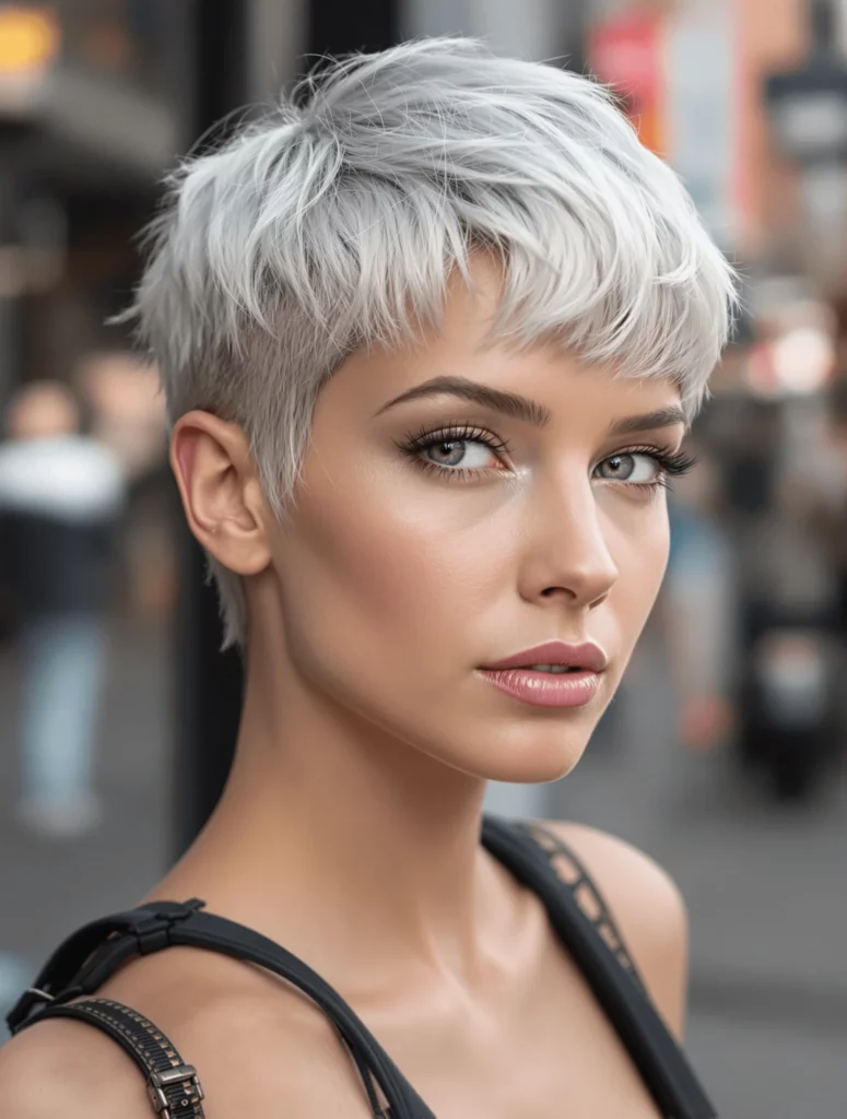 Pixie Wolf Cut with Silver Tones