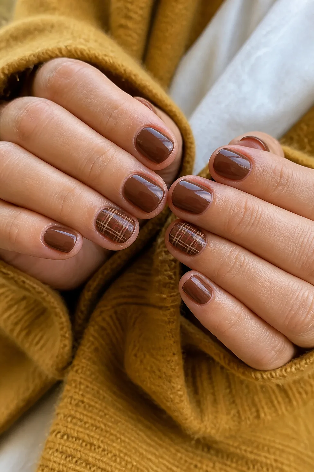 Plaid Accent Manicure