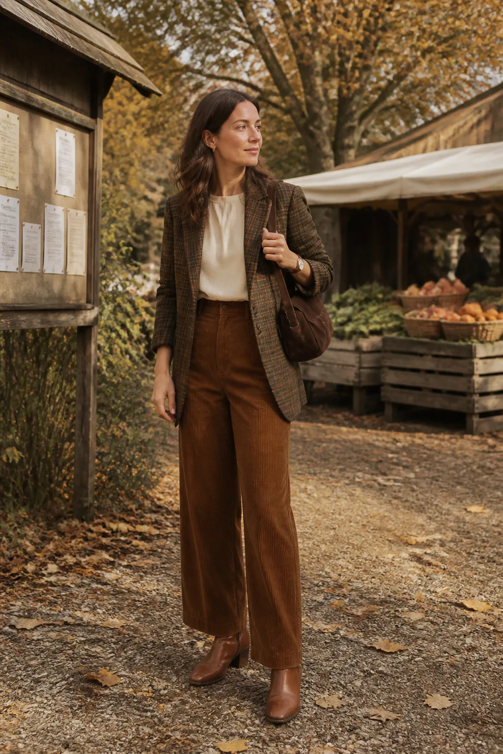Plaid Blazer, Cream Trousers and Western Boots