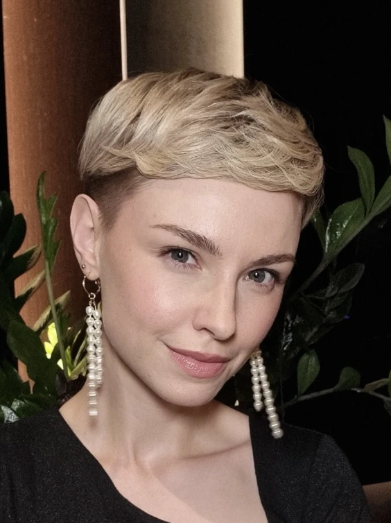 Platinum Blonde Pixie with an Undercut