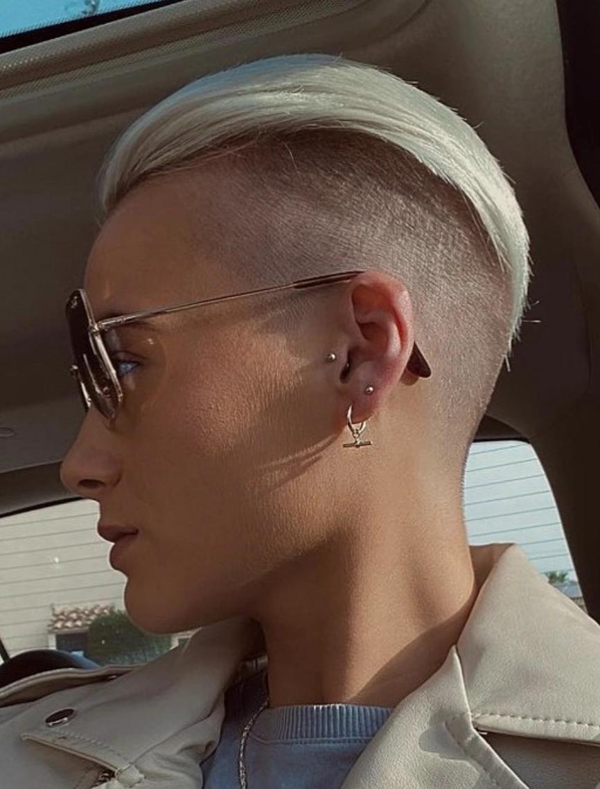 Platinum Blonde Pixie with High Undercut
