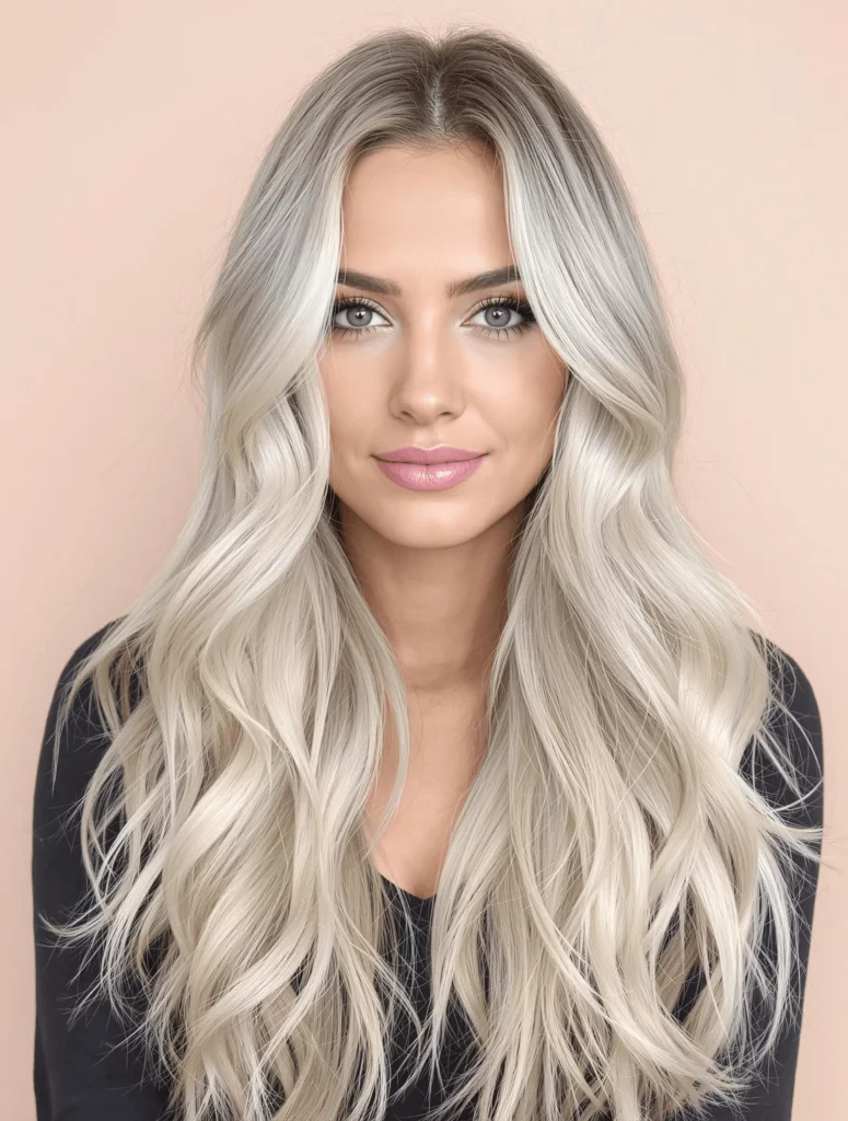 Platinum Blonde Waves with Blonde Balayage