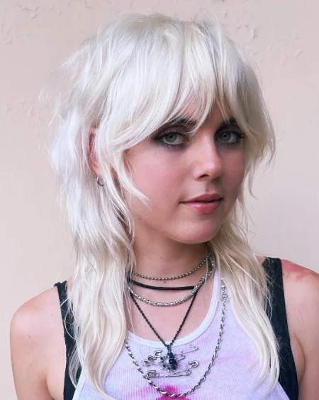 Platinum Blonde Wolf Cut