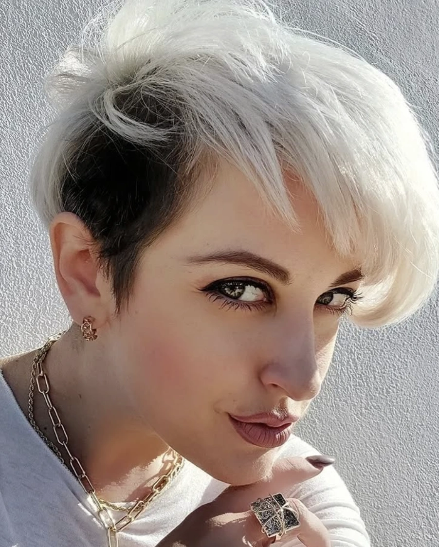 Platinum Pixie with Shadowed Short Hair Undercut
