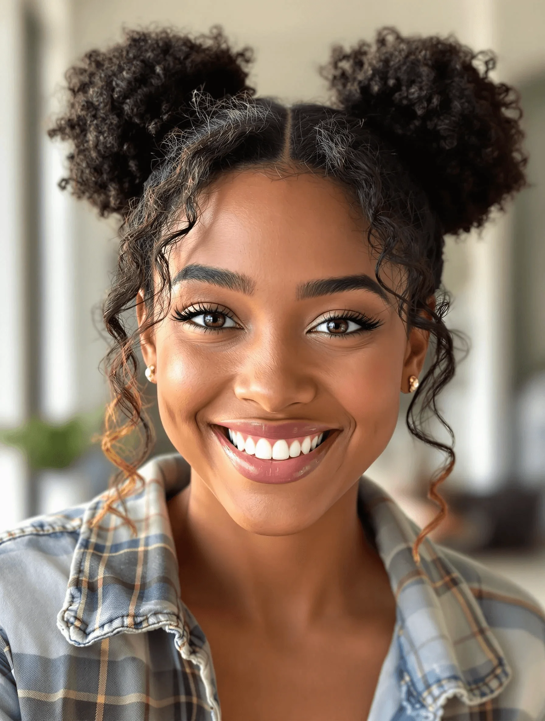 Playful Double Puffs with Curls