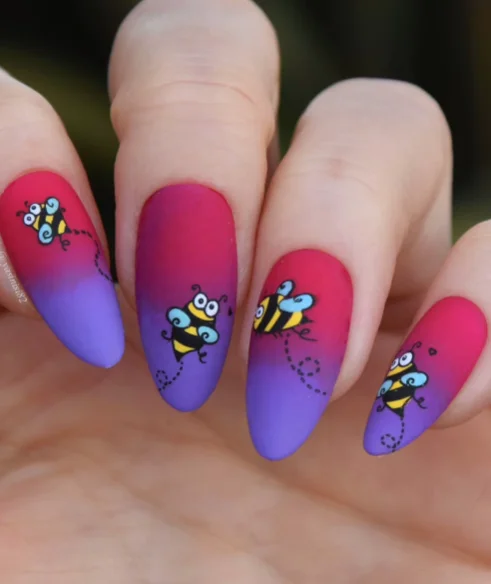 Playful Ombre with Cartoon Bumble Bee Fun