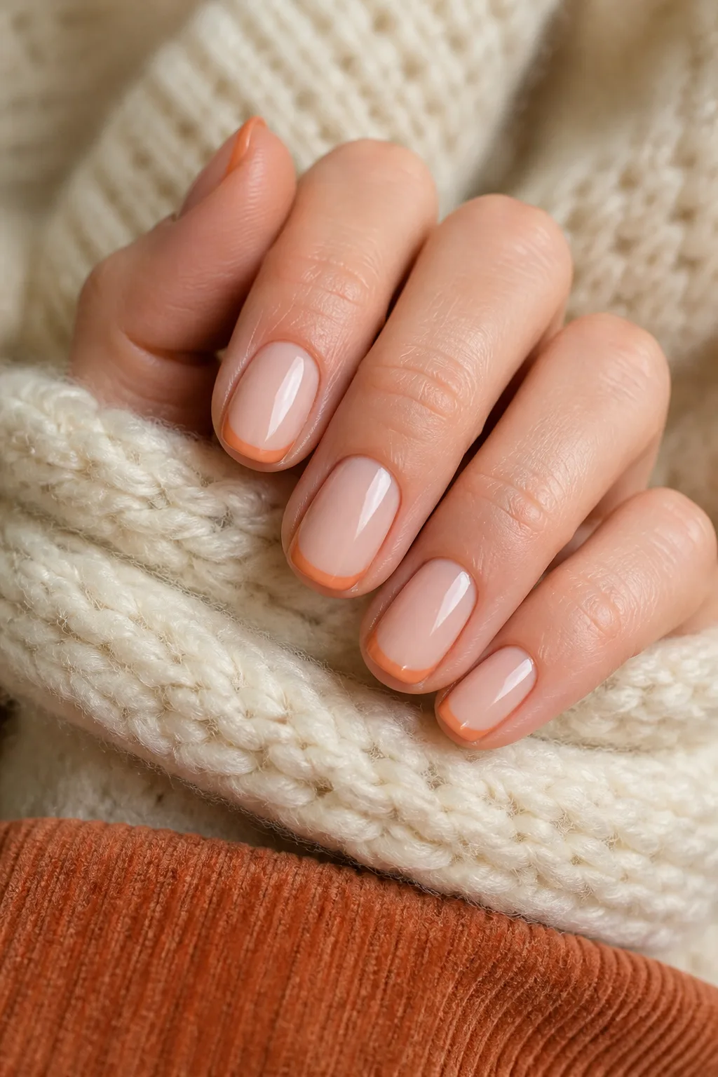 Pumpkin French Tips With Corduroy