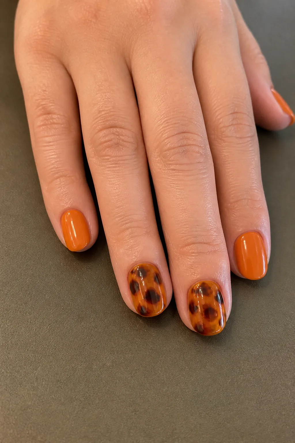 Pumpkin Nails With Tortoiseshell