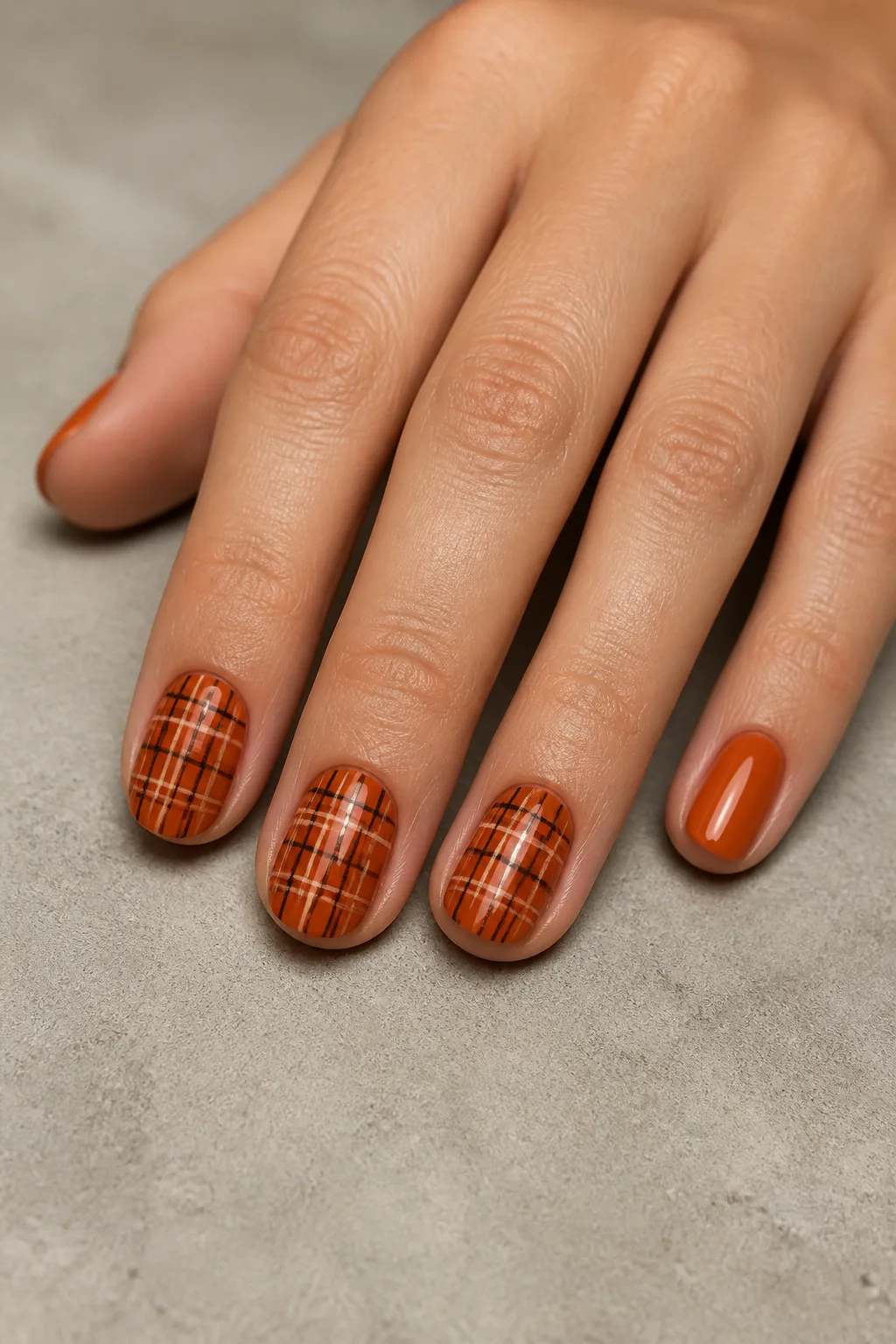 Pumpkin Plaid Nail Art