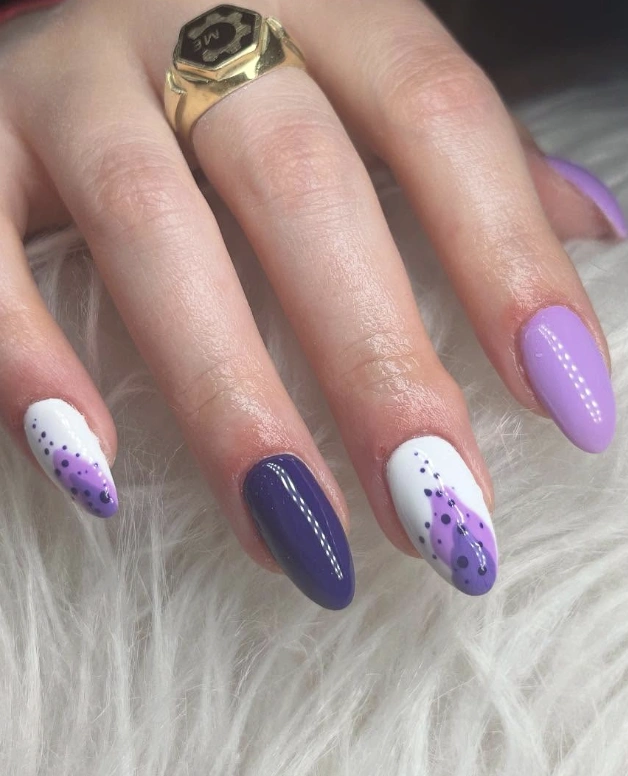 Purple Rain: Abstract Nail Art with Ombre Accents