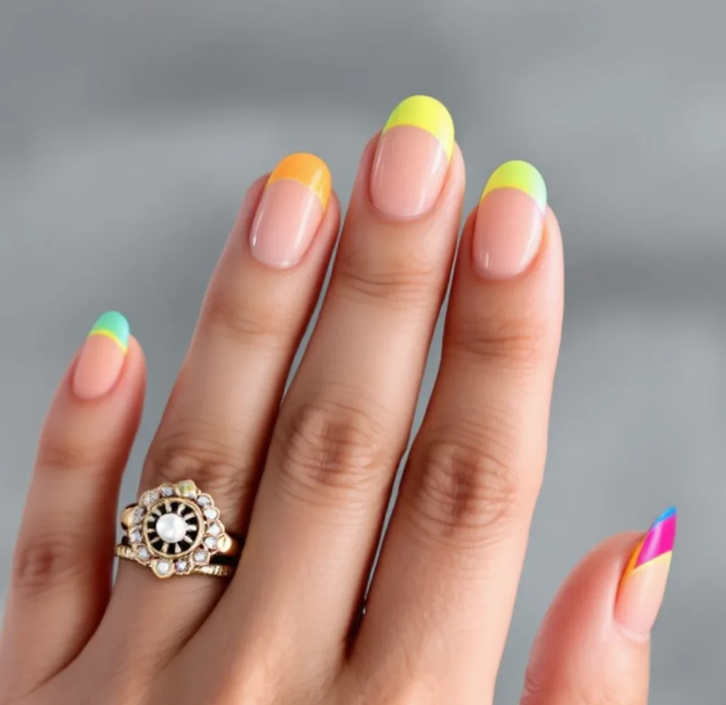 Rainbow Layered French Tip Fun