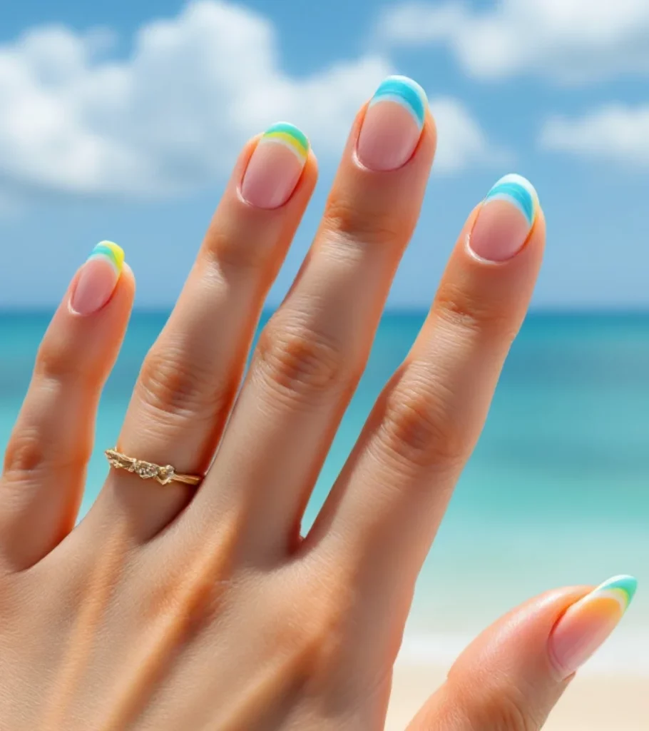Rainbow Sherbet French Tips