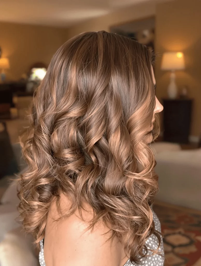 Romantic Curls with Caramel Balayage