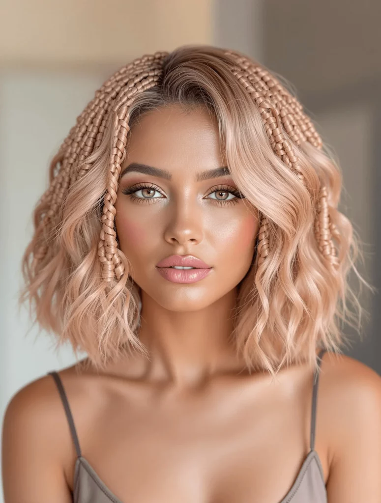 Rose Gold Waves with Beaded Braids