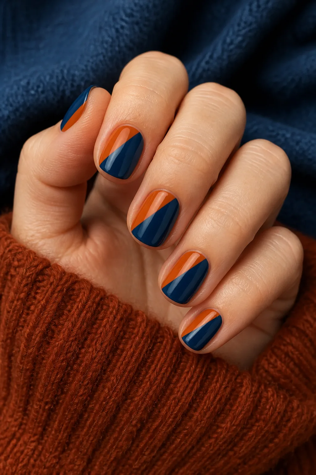 Rust And Navy Color Block