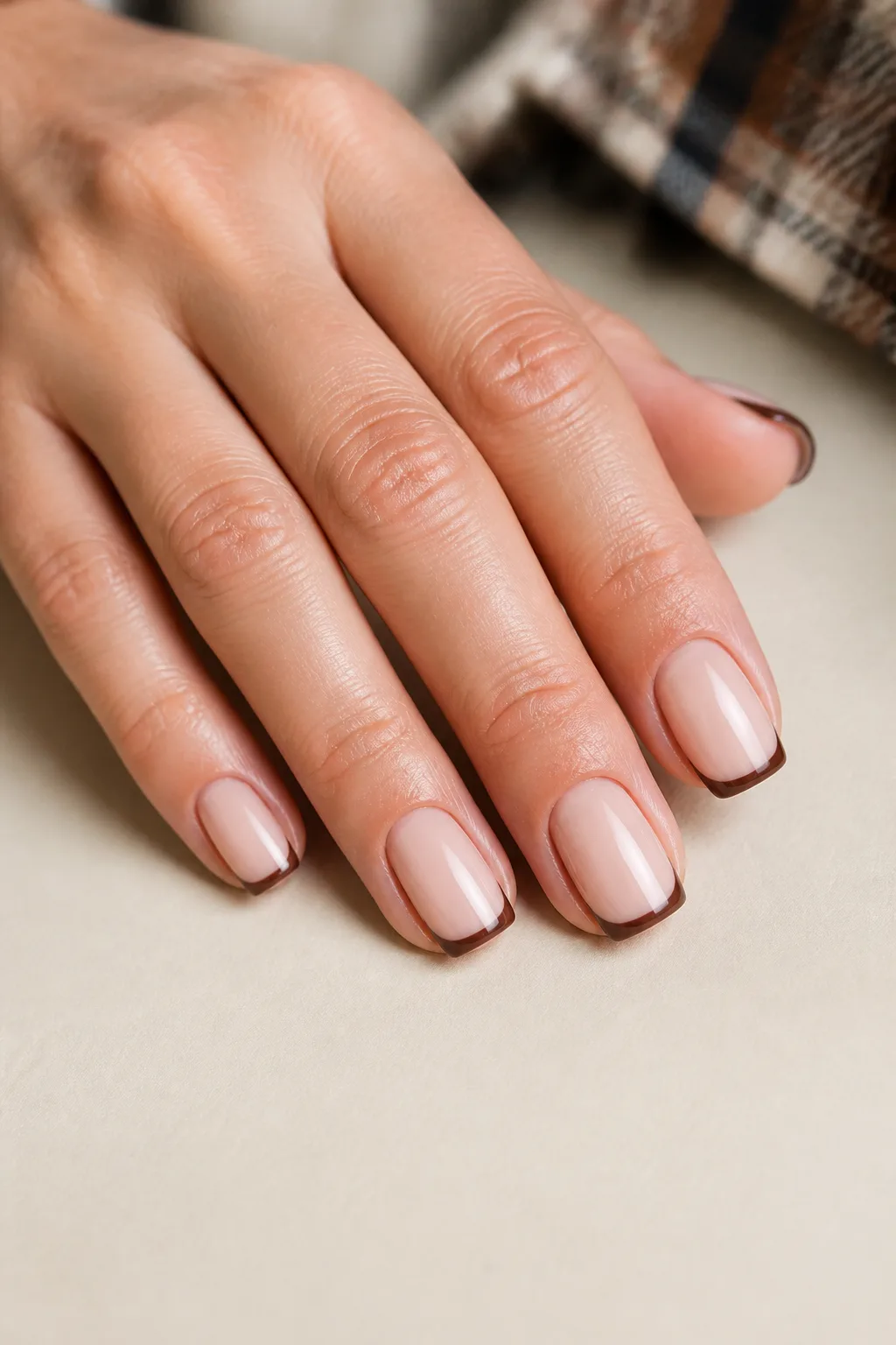 Sheer Beige With Brown Tips