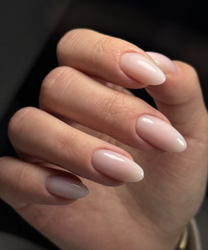 Sheer Milkshake Oval Nails
