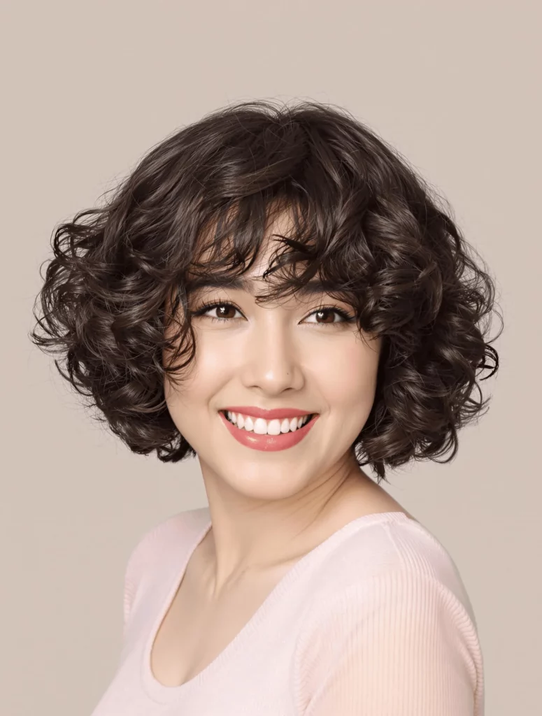 Short Curly Bob with Bangs