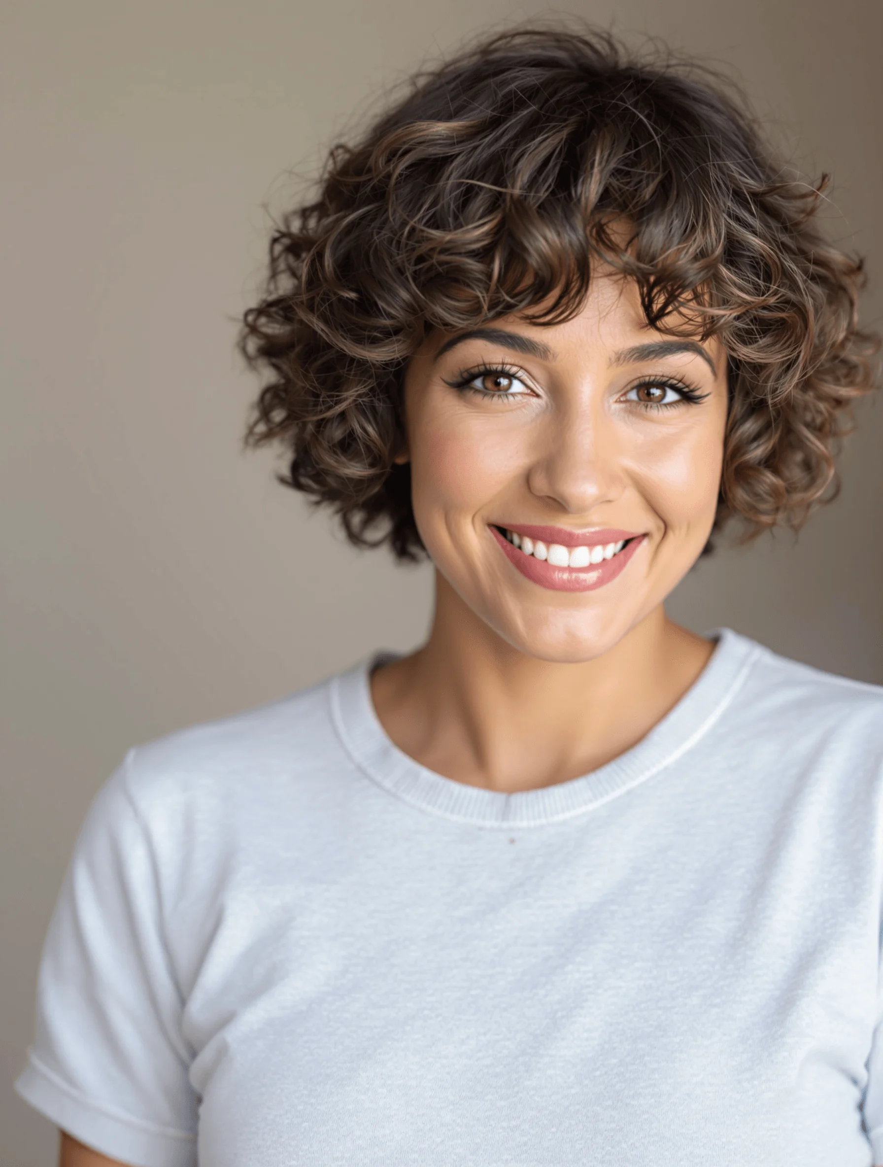 Short Curly Bob with Bangs