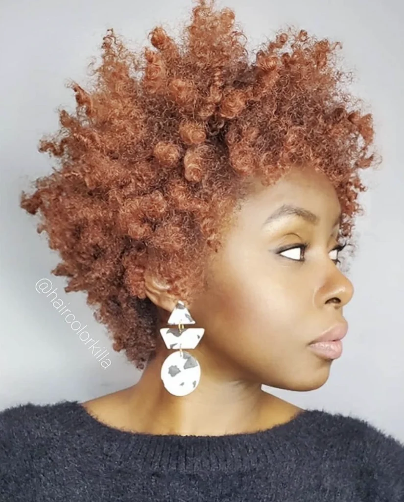 Short Curly Hairstyle with Warm Copper Tones