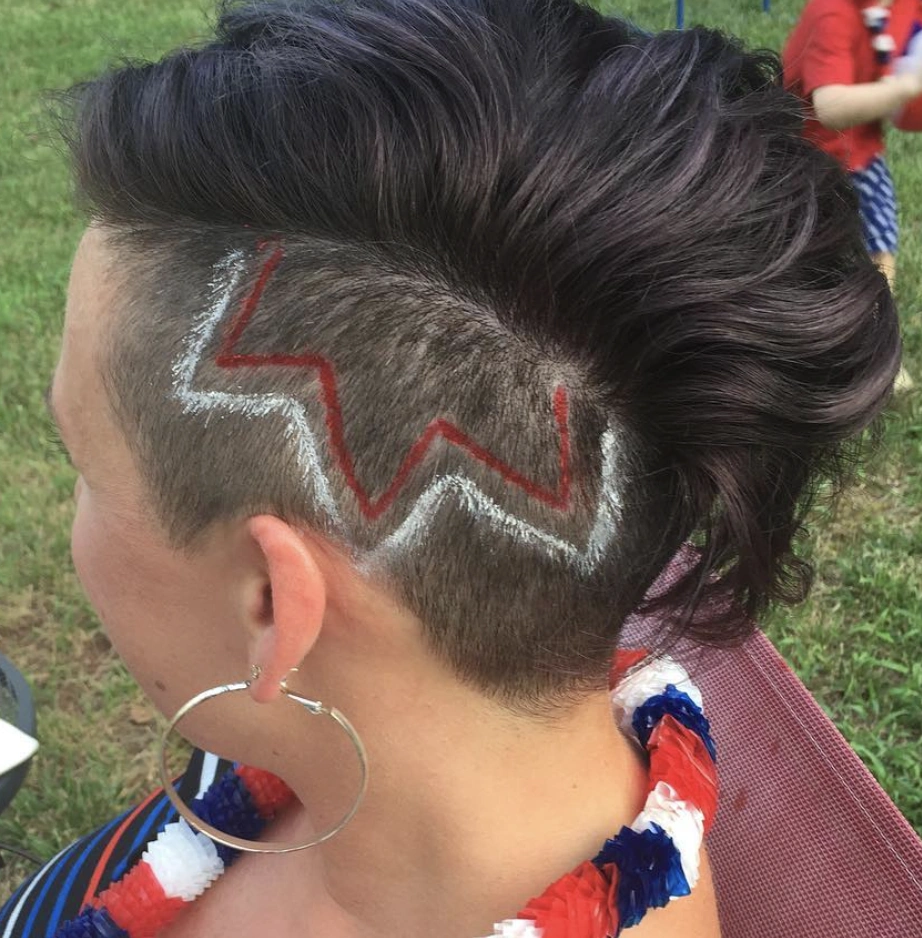 Short Hairstyle with Artistic Undercut and Colorful Designs