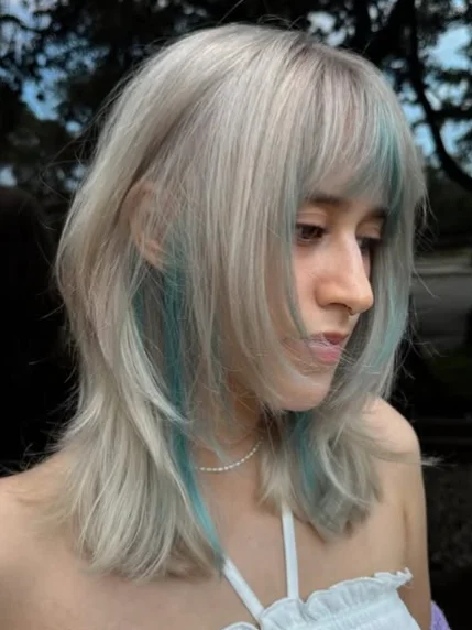 Silver Blonde with Blue Streaks