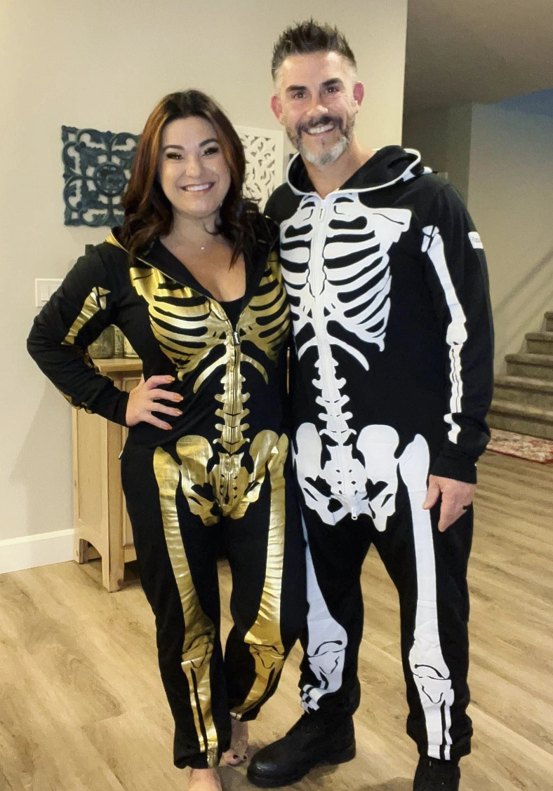 Skeleton Onesies + Gold Accents + Black Footwear