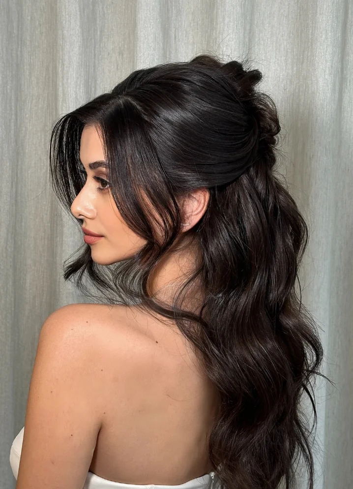 Sleek and Romantic Half Up Style