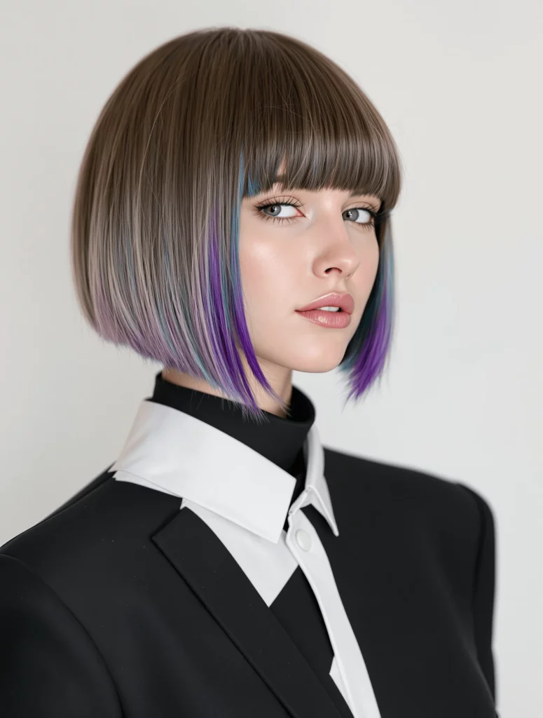 Sleek Bob with Hidden Highlights