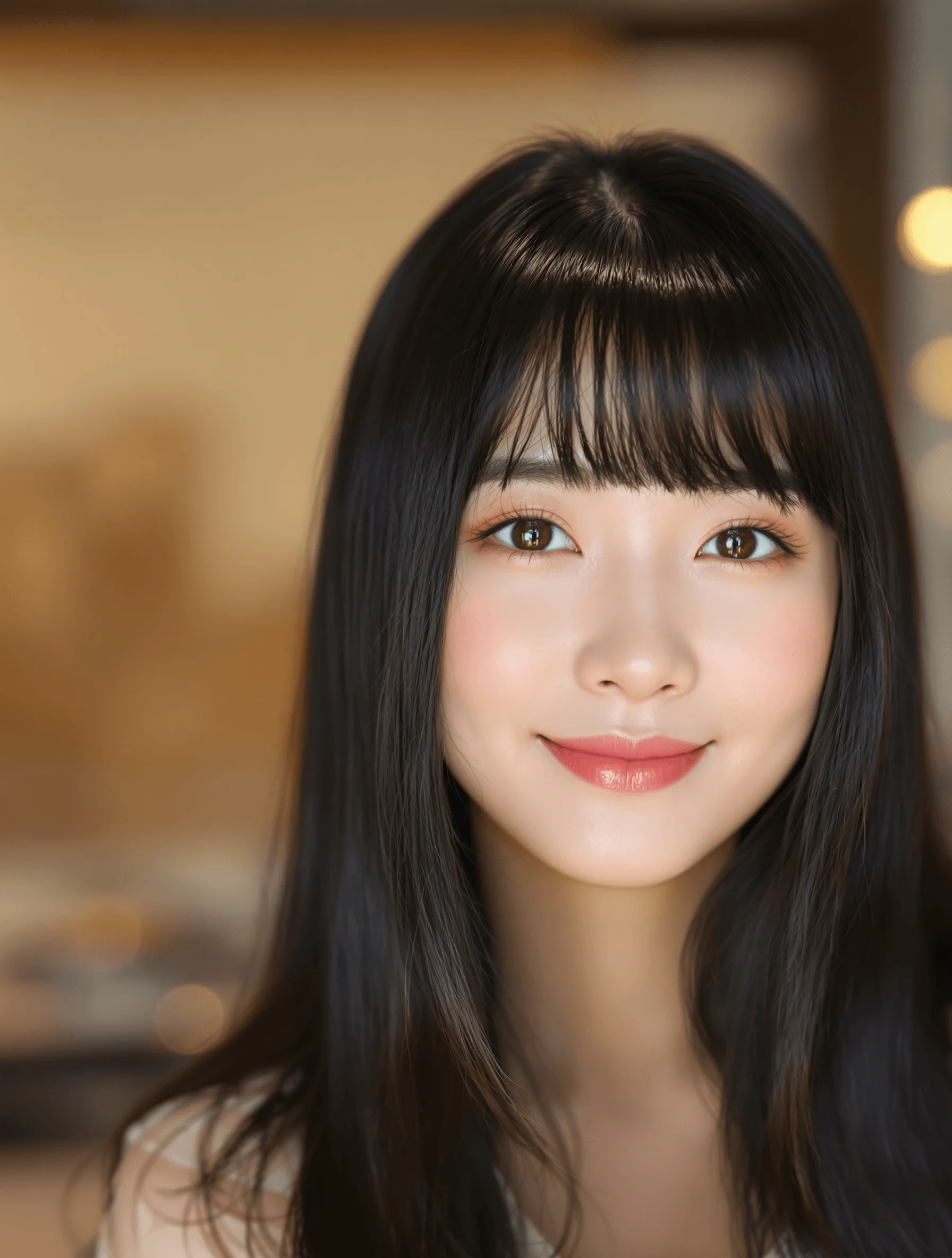 Sleek Hair with Soft Bangs