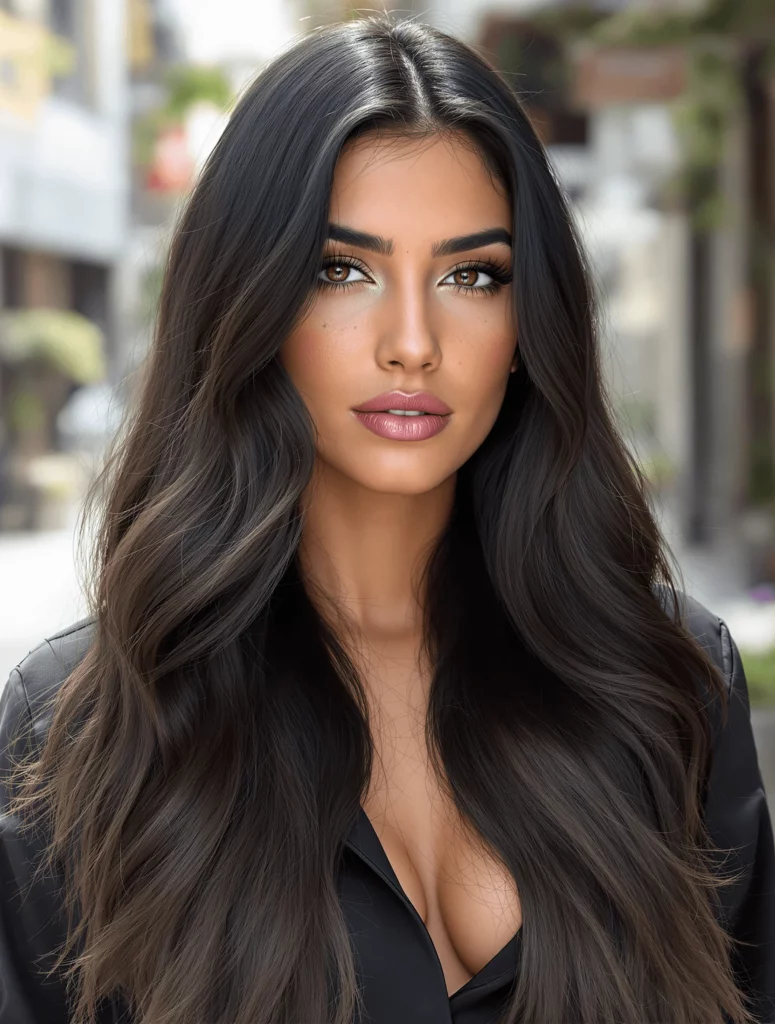 Sleek Long Hair with Black Balayage