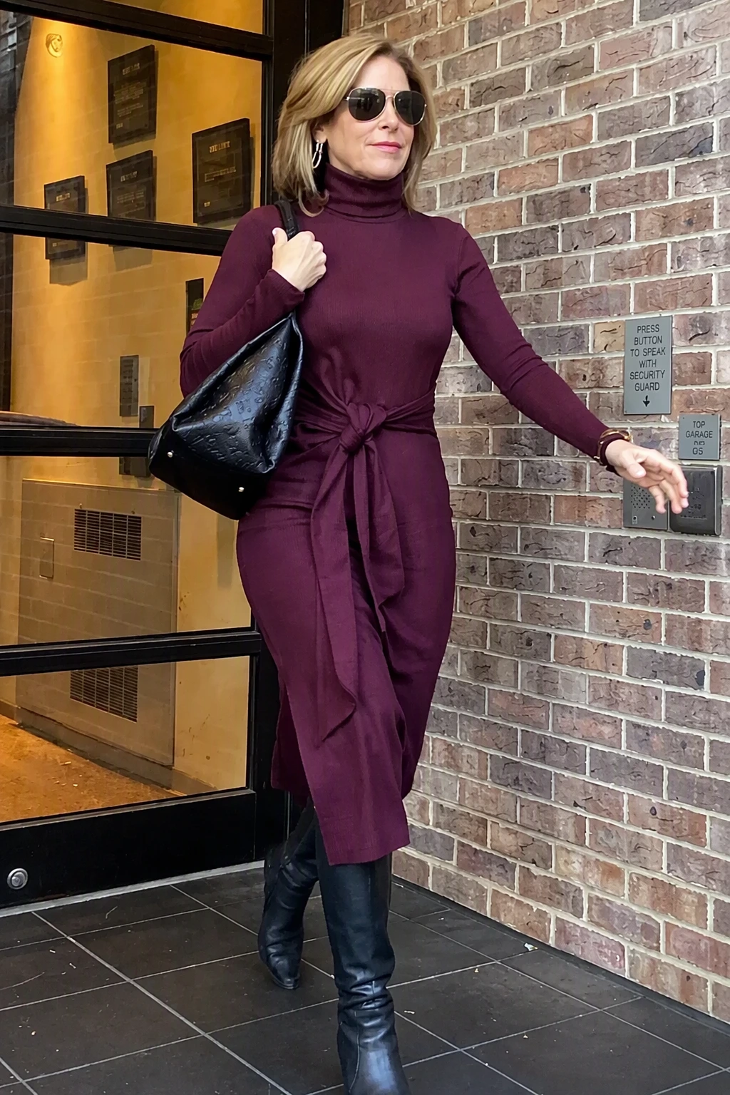 Sleek Sophistication: Burgundy Dress + Black Boots