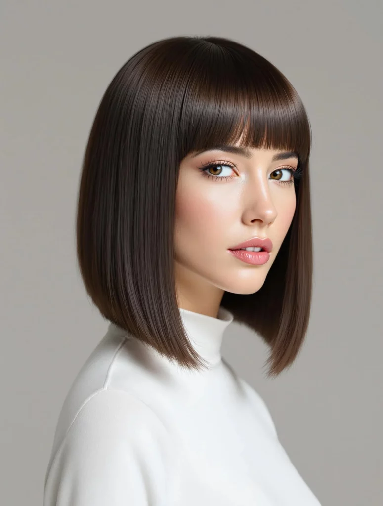Sleek Straight Bob with Blunt Bangs