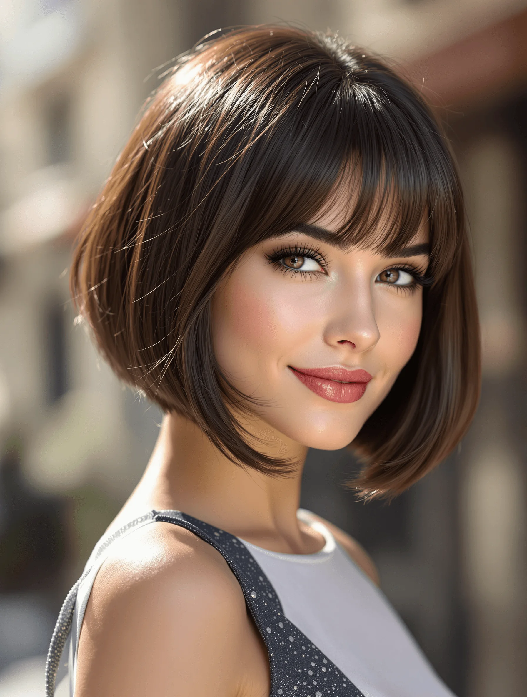 Soft Layered Bob with Bangs